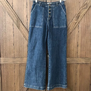 BY IRIS Reign High Waist Wide Leg Medium Wash Denim Size M